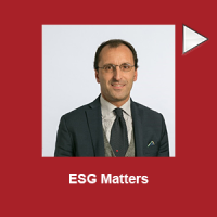 ESG matters with a play button and an image of the keynote speaker