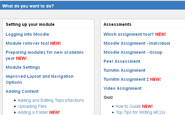 New Moodle guidance