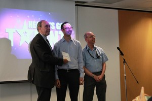 Neil Goldwasser and Peter Bentley receiving the gold award at 'Health Has Got Talent'