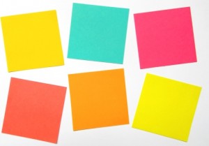 Post It Notes on a white surface