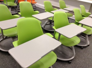 Node chairs laid out in conventional rows