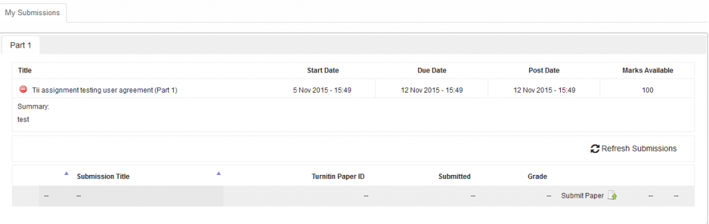 Submit Paper link in a Turnitin Assignment