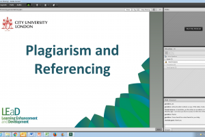 Screenshot of Adobe Connect page for a workshop on plagiarism and referencing.