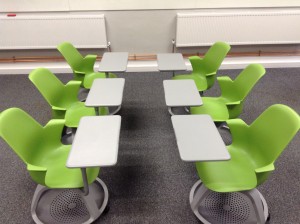 Node chairs configured for pairwork in rows