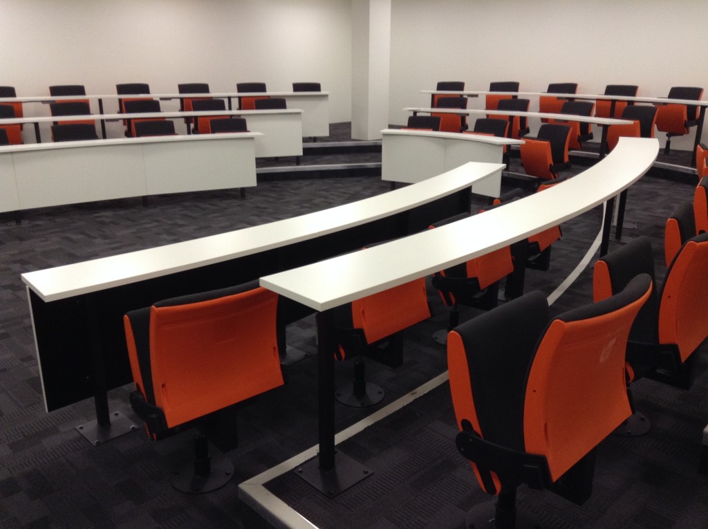 R101 is a horseshoe-shaped lecture theatre fully equipped with swivel seating