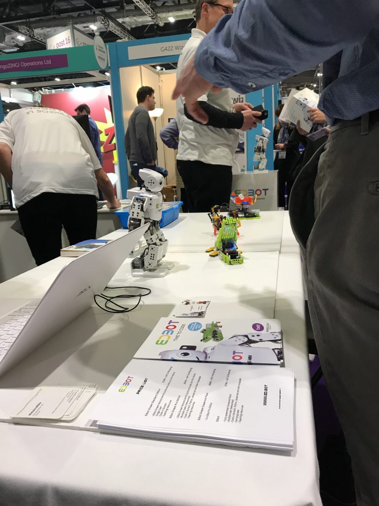 Table top with robots at Bett