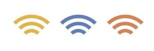 Different coloured versions of the wifi symbol
