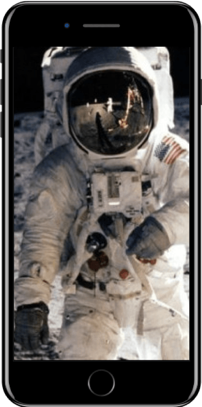 Picture of Neil Armstrong on an iPhone 7 screen