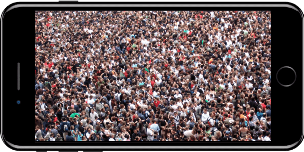 Crowd displayed on an iPhone 7