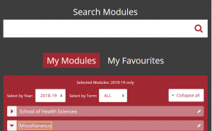 Integrated Search Modules, My Modules, and My Favourites