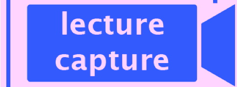 an image that shows an example of the lecture capture signage used in rooms, purpose to give and inviting image to the blog post