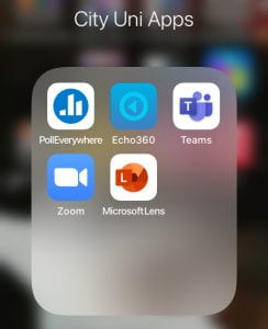 A screengrab of a mobile phone screen showing various educational technology apps