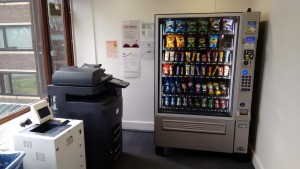 The new vending machine in the corner with its printing neighbours.