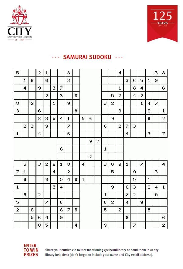 Sudoku puzzle sheet.