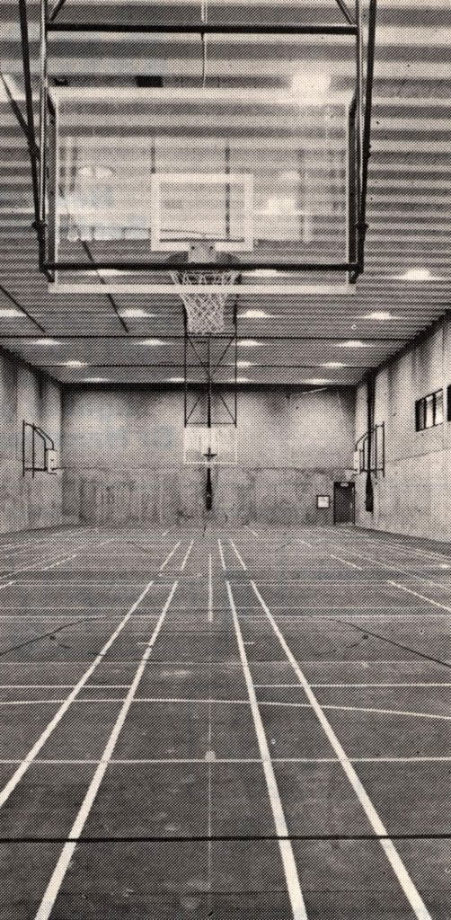 A view of the main hall in the new Saddlers' Sports Centre, 1976. Source: Quest no. 31 (1976)