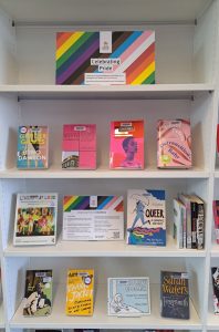 The Pride book display at Northampton Square Library.