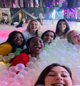 NIffy and friends at a ball pit party